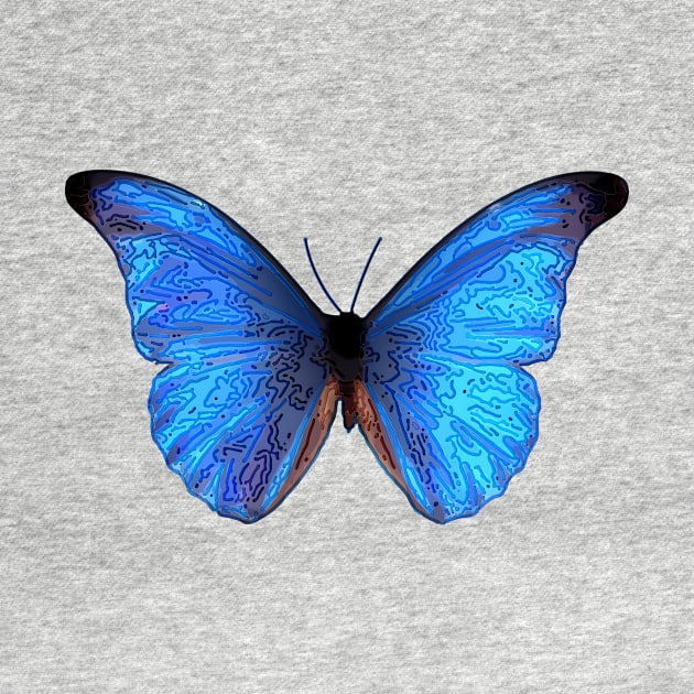 Blue Butterfly Line Art Design by PhotoArts